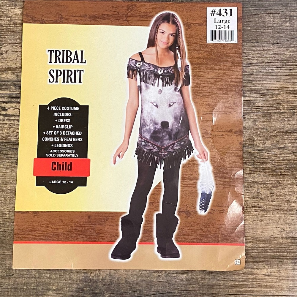 Triball Spirit Wolf Halloween‎ Costume Child Large 12-14 Dress Only EUC